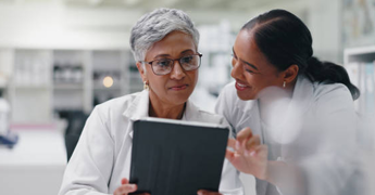 Science research and team of women with tablet for medical study results.png